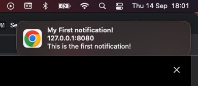 Notification popup on a Mac